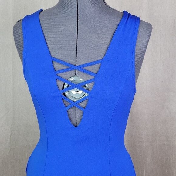 PRIVY B Cut Outs Bodycon Blue Dress Medium - Picture 2 of 8